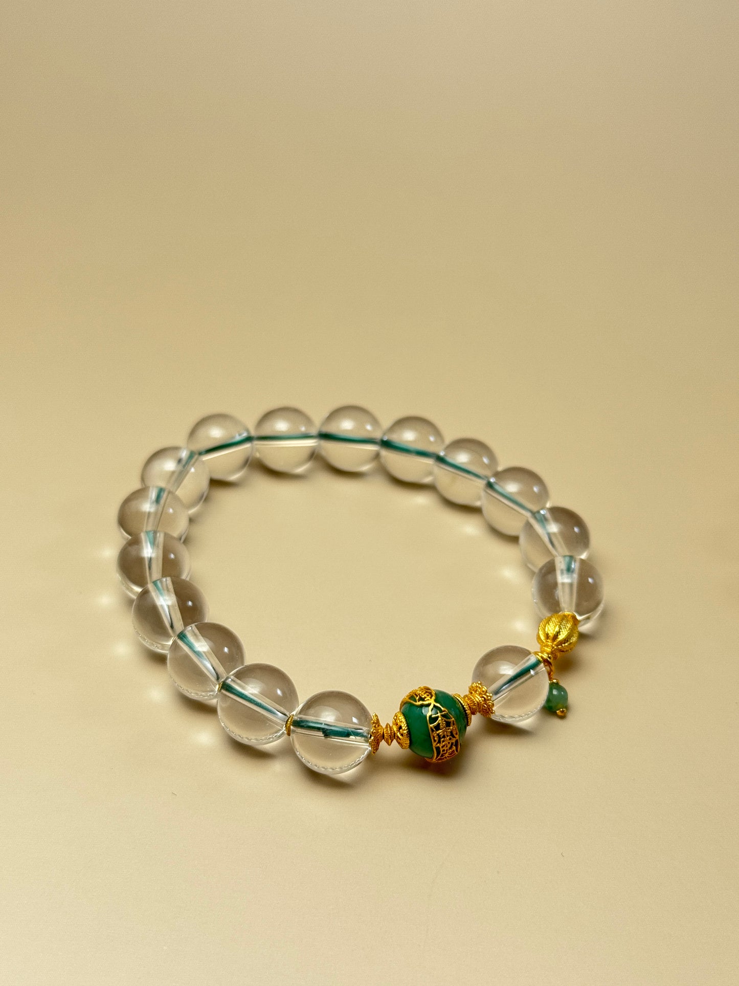 Clear Quartz & Jade Amulet Bracelet