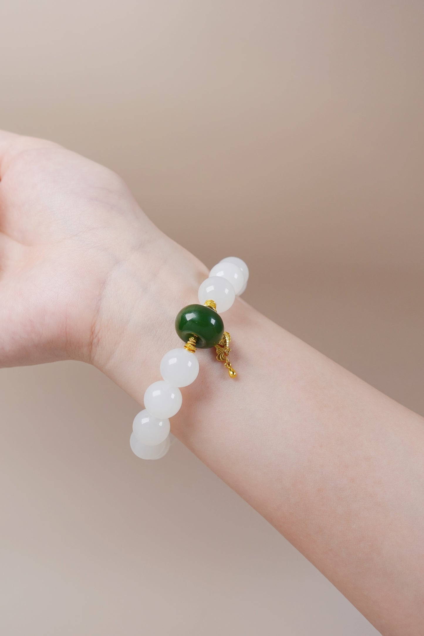 White Jade & Green Jade Bracelet