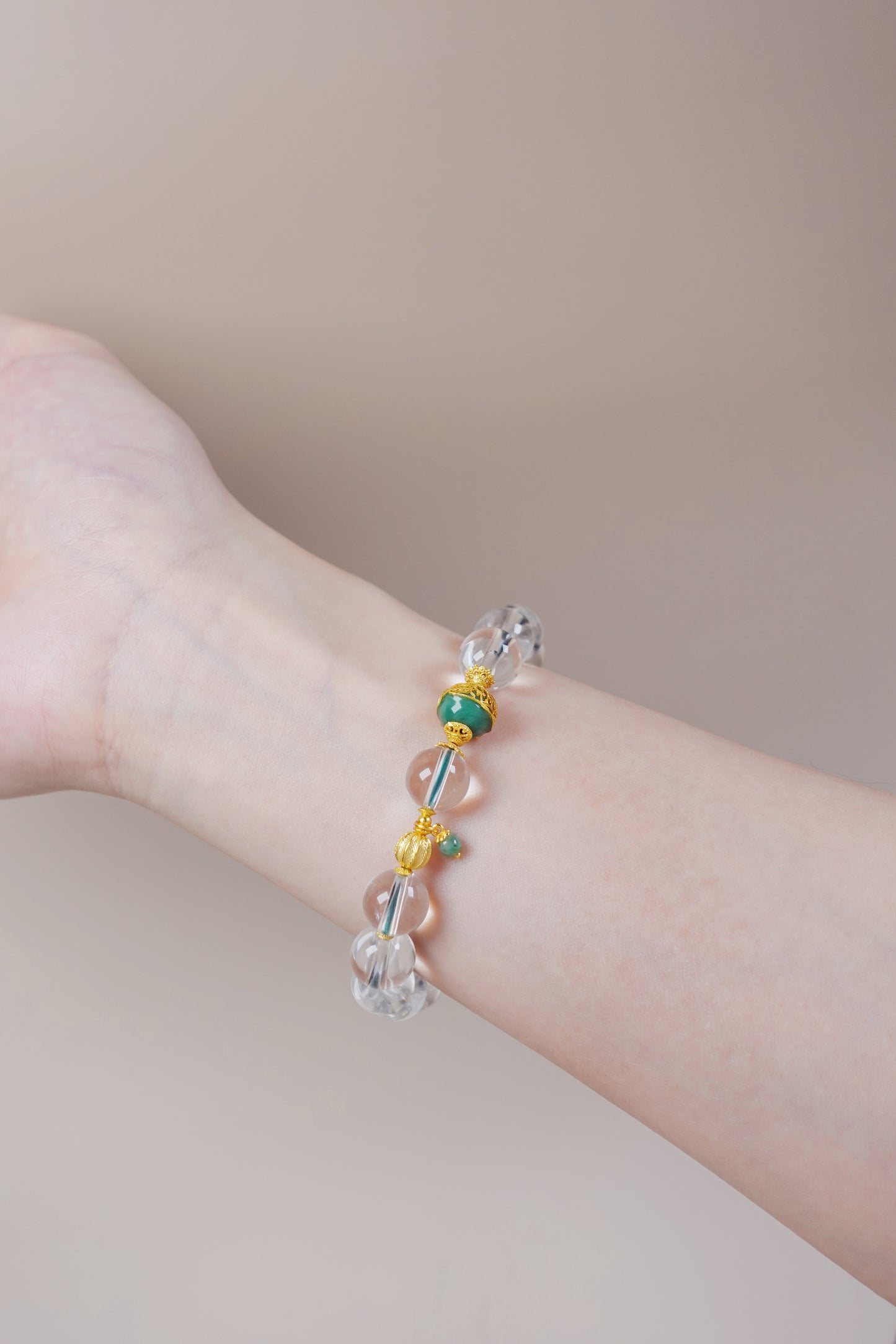 Clear Quartz & Jade Amulet Bracelet