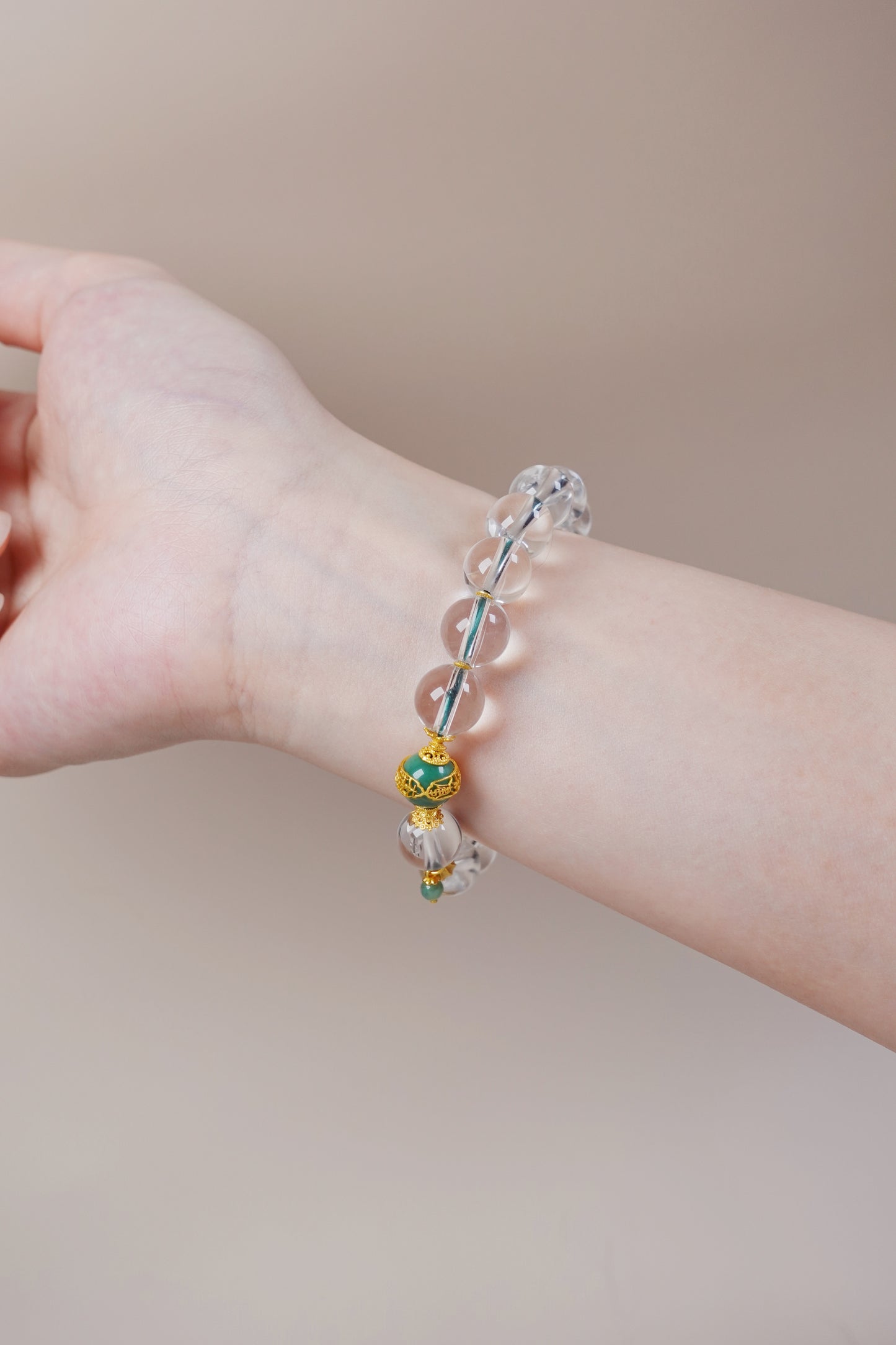Clear Quartz & Jade Amulet Bracelet