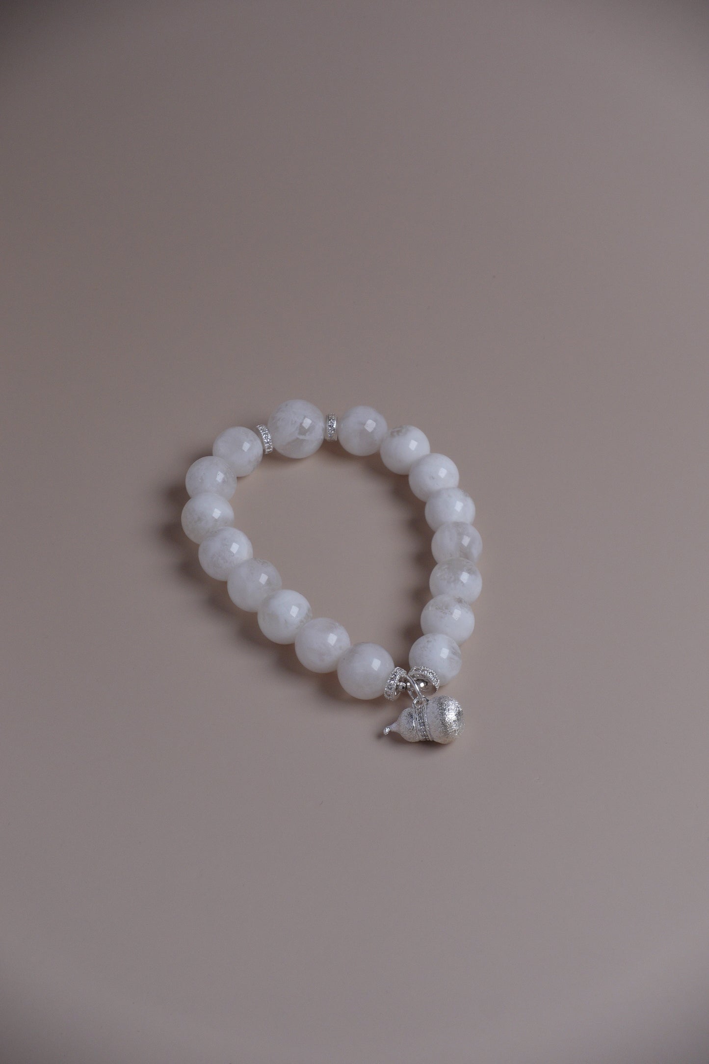 Snow Lantern Bracelet – Snowflake Ghost Quartz & Silver Gourd