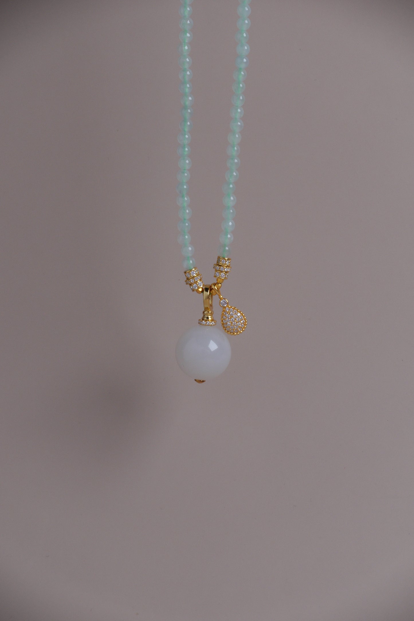 Mistlight Pearl Necklace – Hetian White Jade & Icy Jadeite
