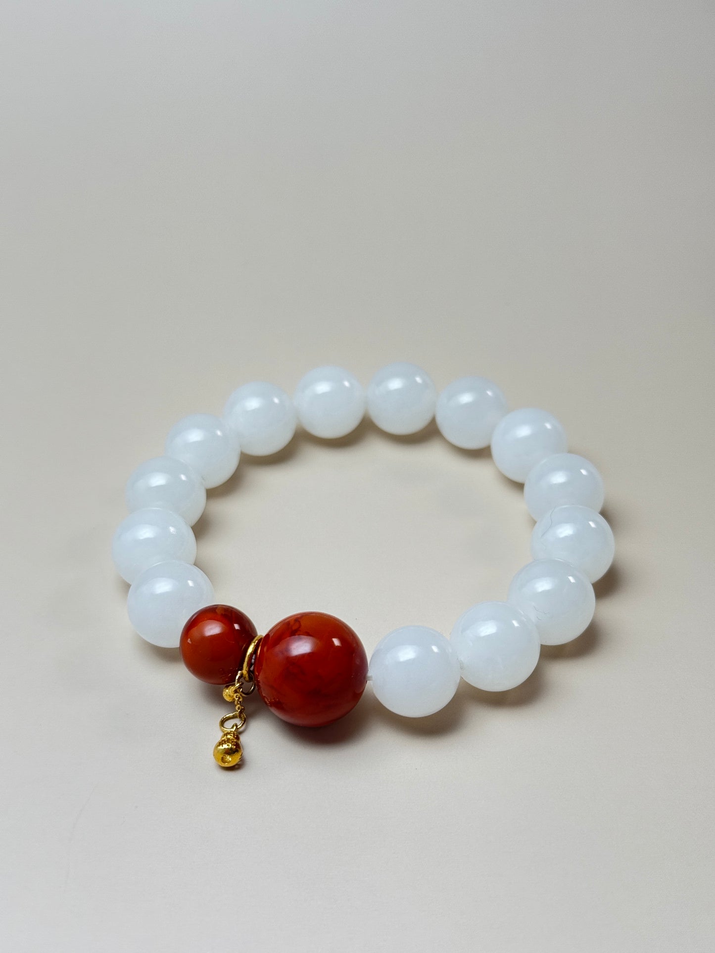 White Jade & Red Agate Bracelet