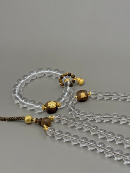 Clear Quartz & Agarwood Necklace