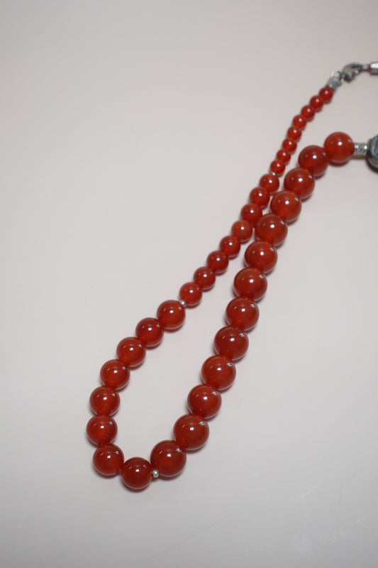 Red Agate Tower Bead Necklace