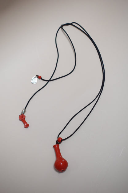 Cinnabar Nectar Vase Pendant Necklace