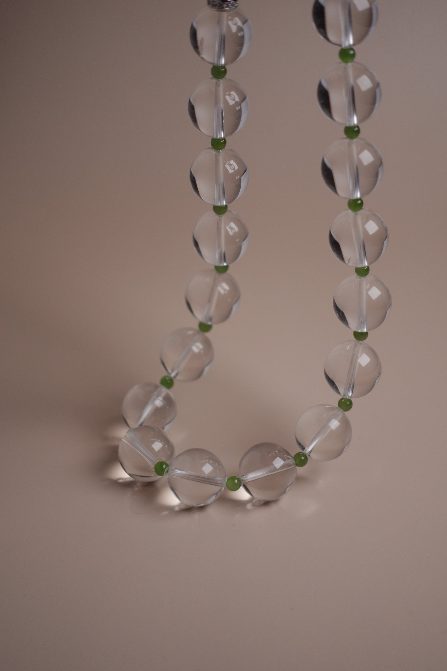 Between Dust handmade necklace with clear quartz and chrome diopside