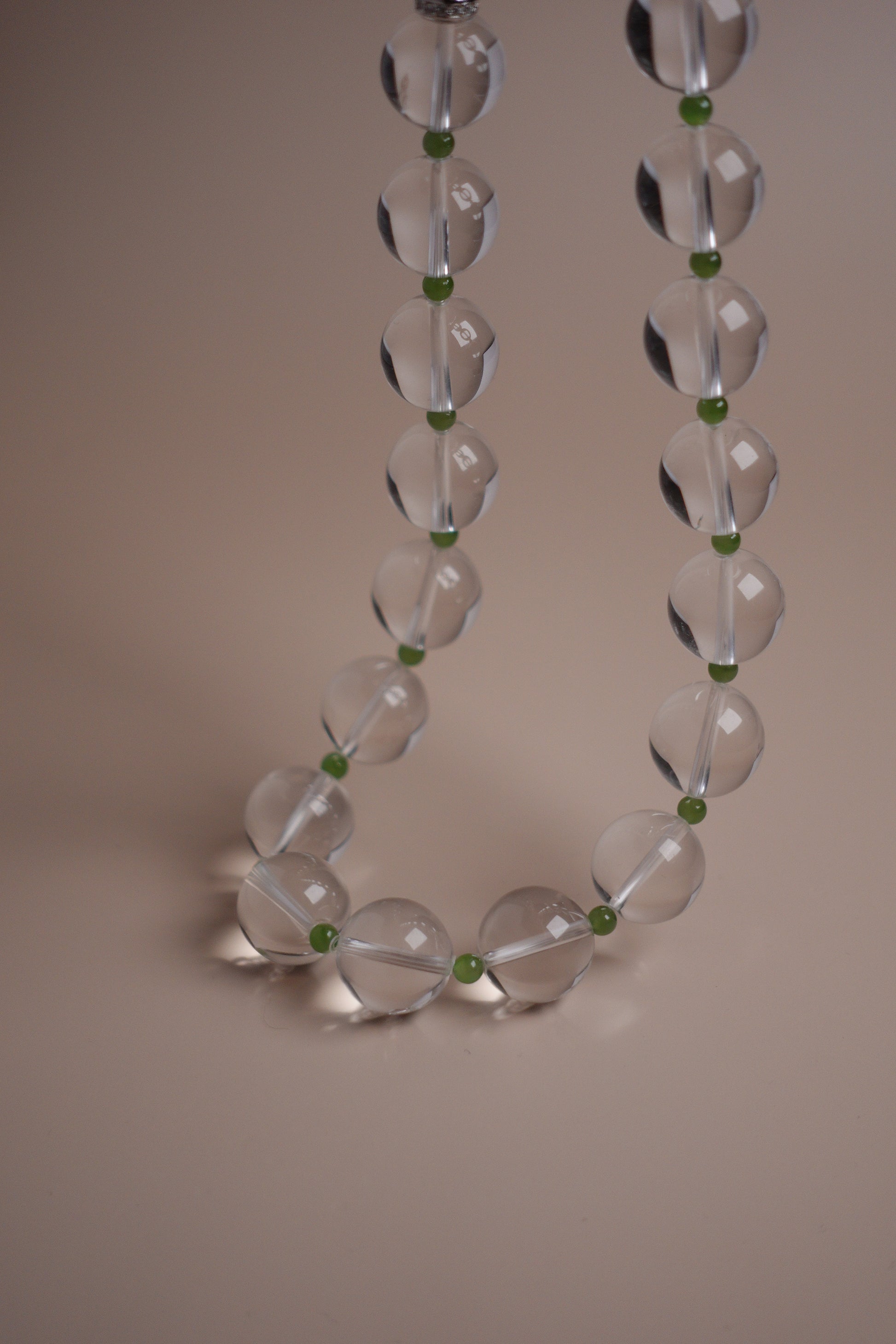 Between Dust handmade necklace with clear quartz and chrome diopside