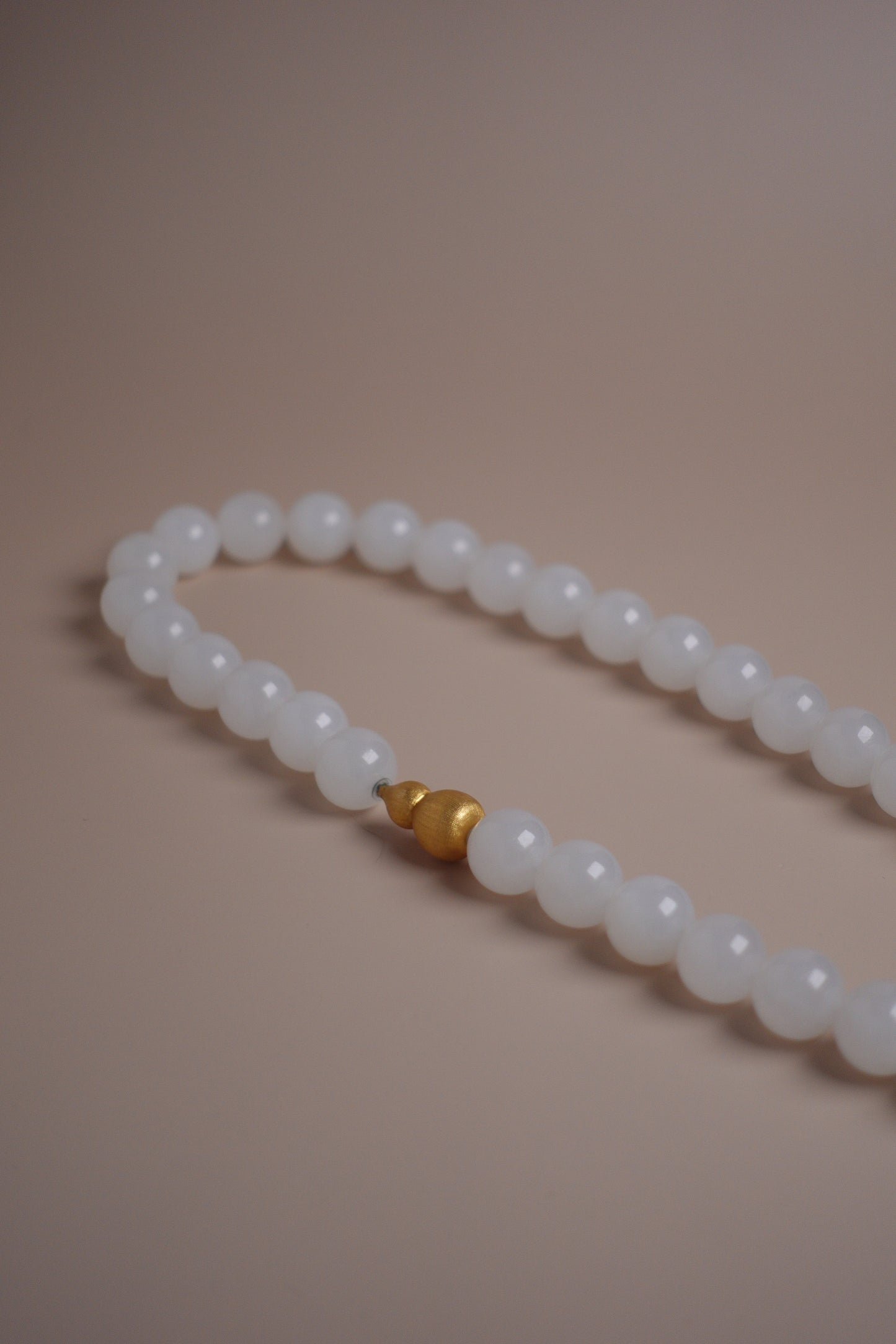 Snowdrop Gourd — White Jade Necklace with Solid 18k Gold