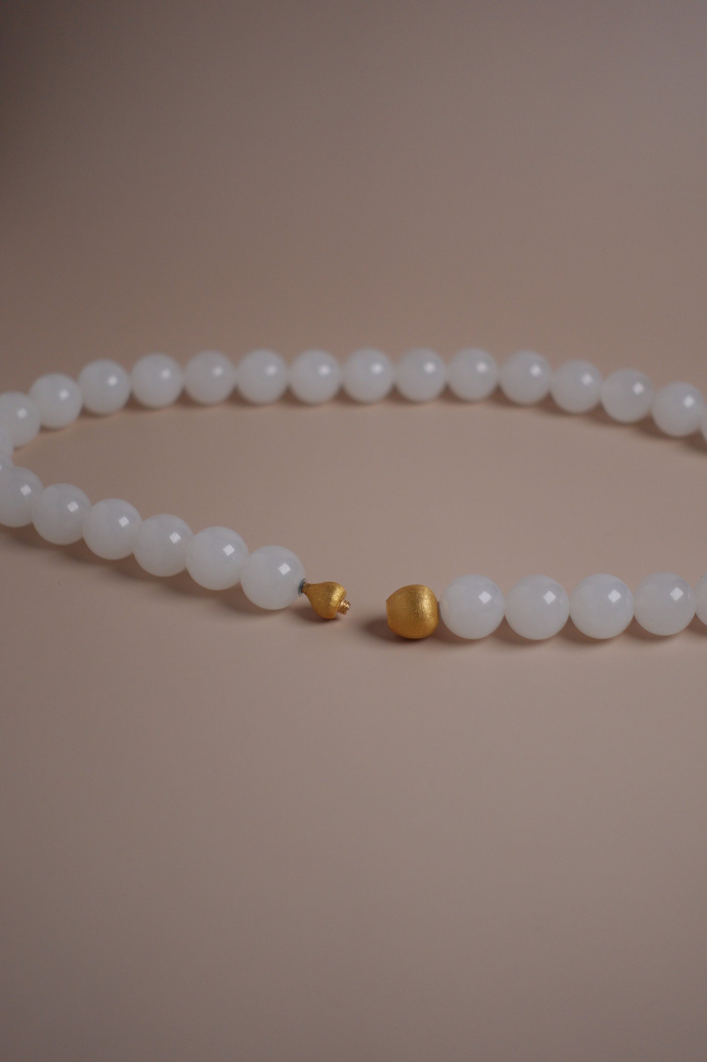 Snowdrop Gourd — White Jade Necklace with Solid 18k Gold