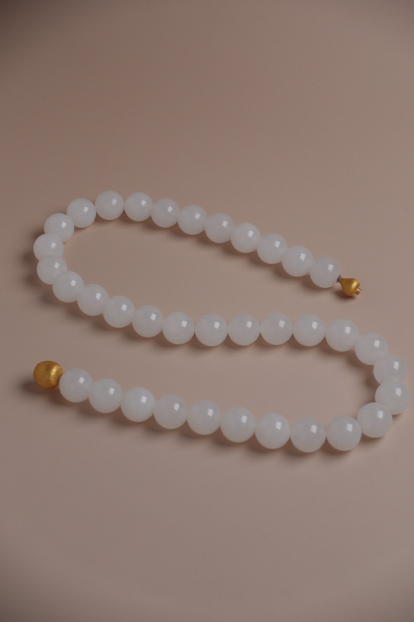 Snowdrop Gourd — White Jade Necklace with Solid 18k Gold