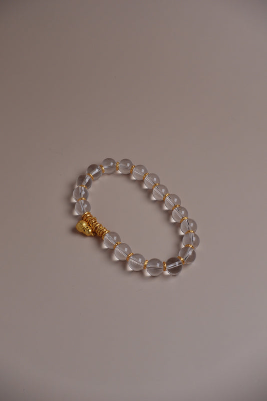 Light Gourd Bracelet – Clear Quartz with 24k Gold Vermeil