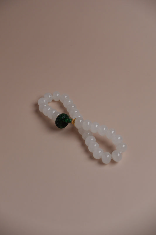 White Jelly – Hetian White Jade & Green Jadeite Ring