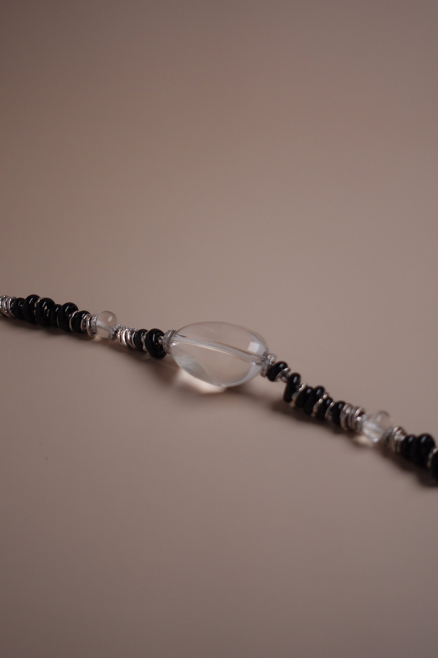 Night Lake Bracelet – Clear Quartz & Obsidian