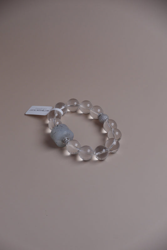 Snow & Ink Bracelet – Clear Quartz & Hetian Jade