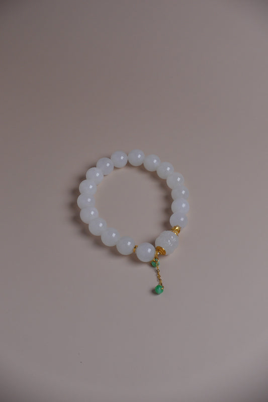Riverlight Charm Bracelet – Hetian Jade with Jadeite Drop 18K Gold