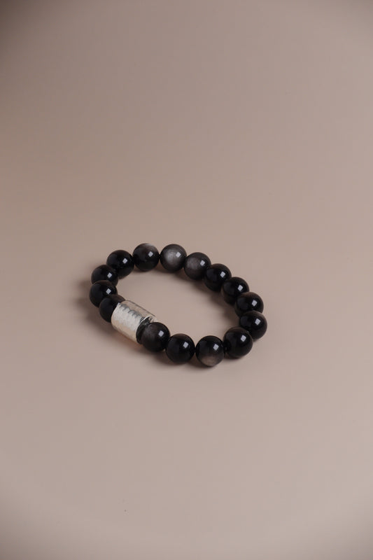 Midnight Shelter Bracelet – Silver Sheen Obsidian