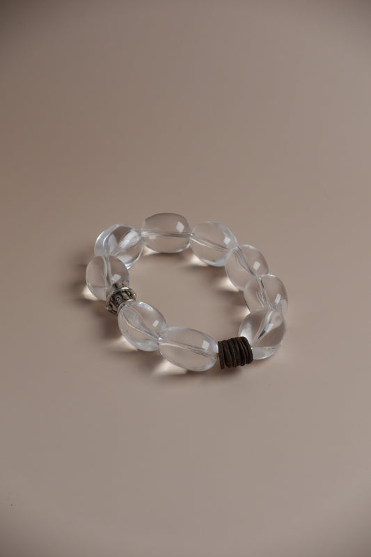Still Water Bracelet – Clear Quartz, Silver & Agarwood