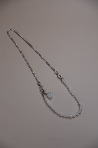 Silver Loop Daylight Necklace – Hetian White Jade & Chain