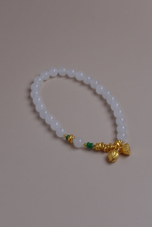 Lotus Seed Bracelet – Hetian Jade & Jadeite Gold Vermeil