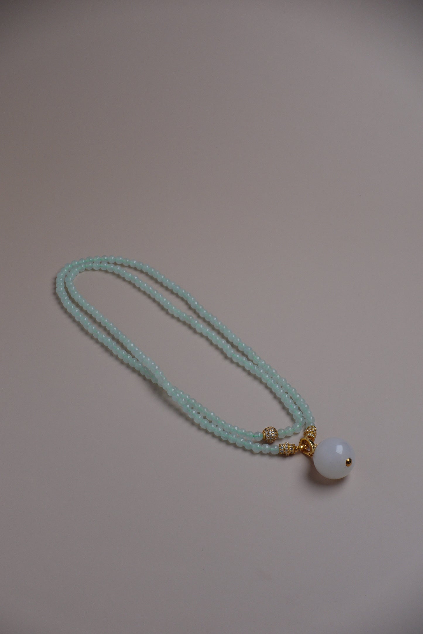 Mistlight Pearl Necklace – Hetian White Jade & Icy Jadeite