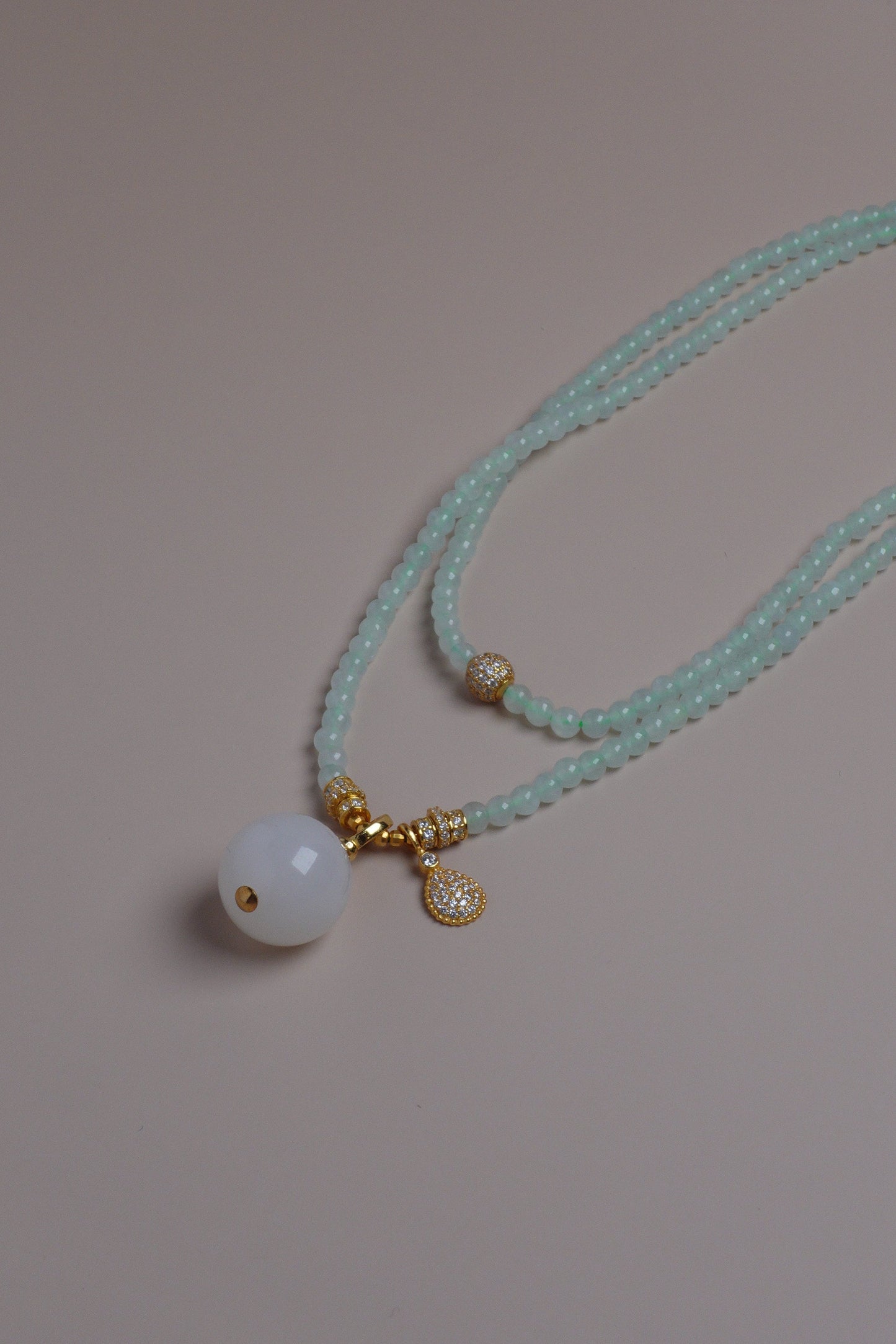 Mistlight Pearl Necklace – Hetian White Jade & Icy Jadeite