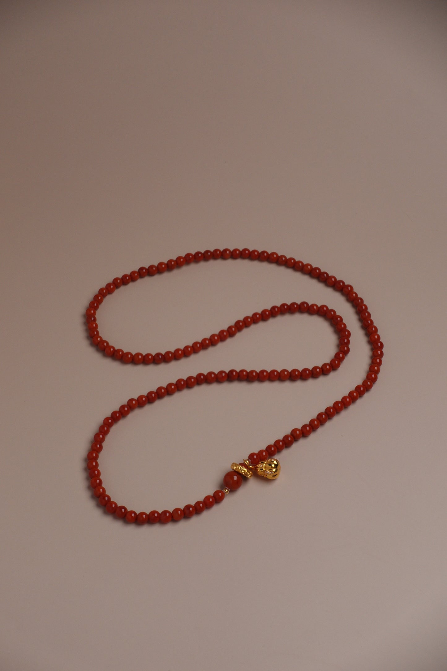 Ember Blessing Necklace – Nanhong Flame Beads & 18K Gold Gourd