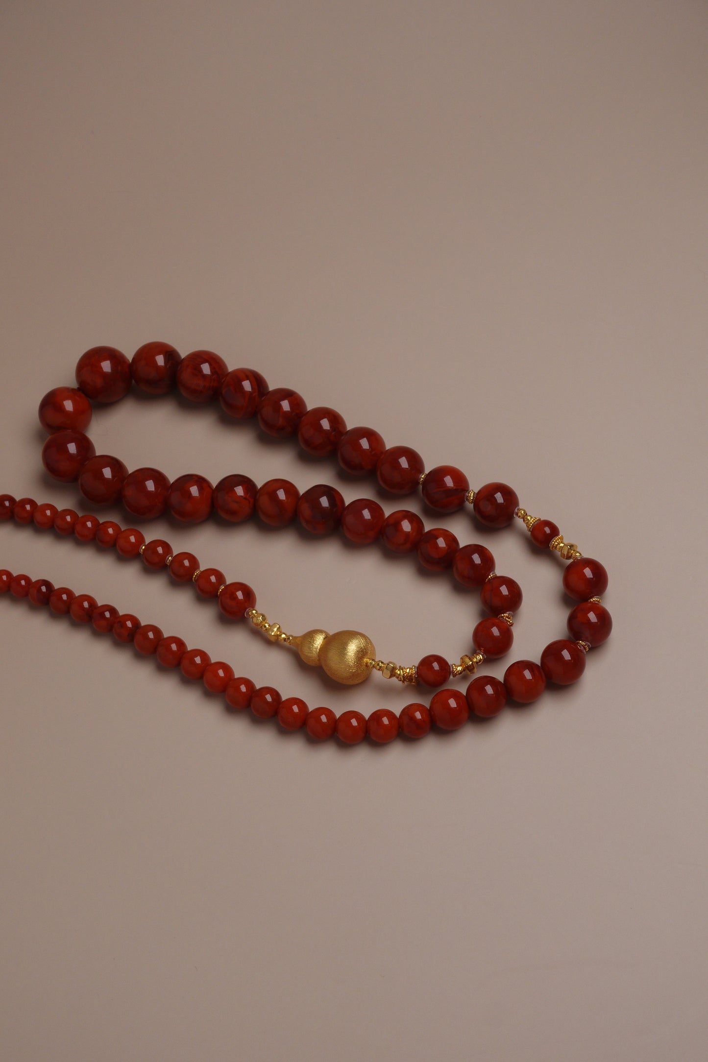 Pilgrim Tower Necklace – Nanhong Flame Agate & 18K Gold Gourd