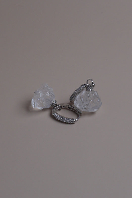 Lotus Bloom Earrings – Clear Quartz