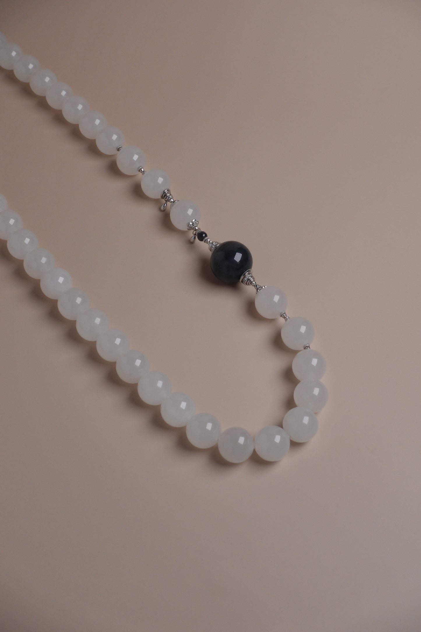 Ink Moon Necklace – White Nephrite & 18K White Gold