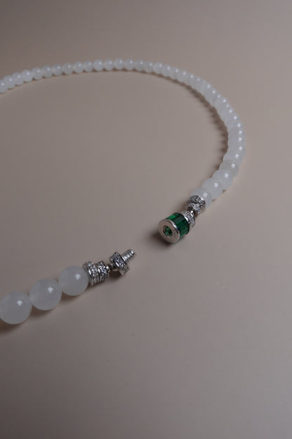Cloud Thread Necklace – White Nephrite (Hetian Jade)