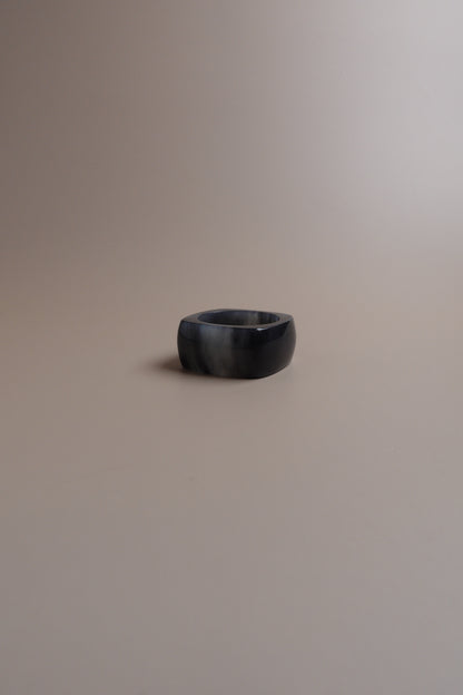 Ink Form Ring – Qinghua Nephrite (Hetian Jade)