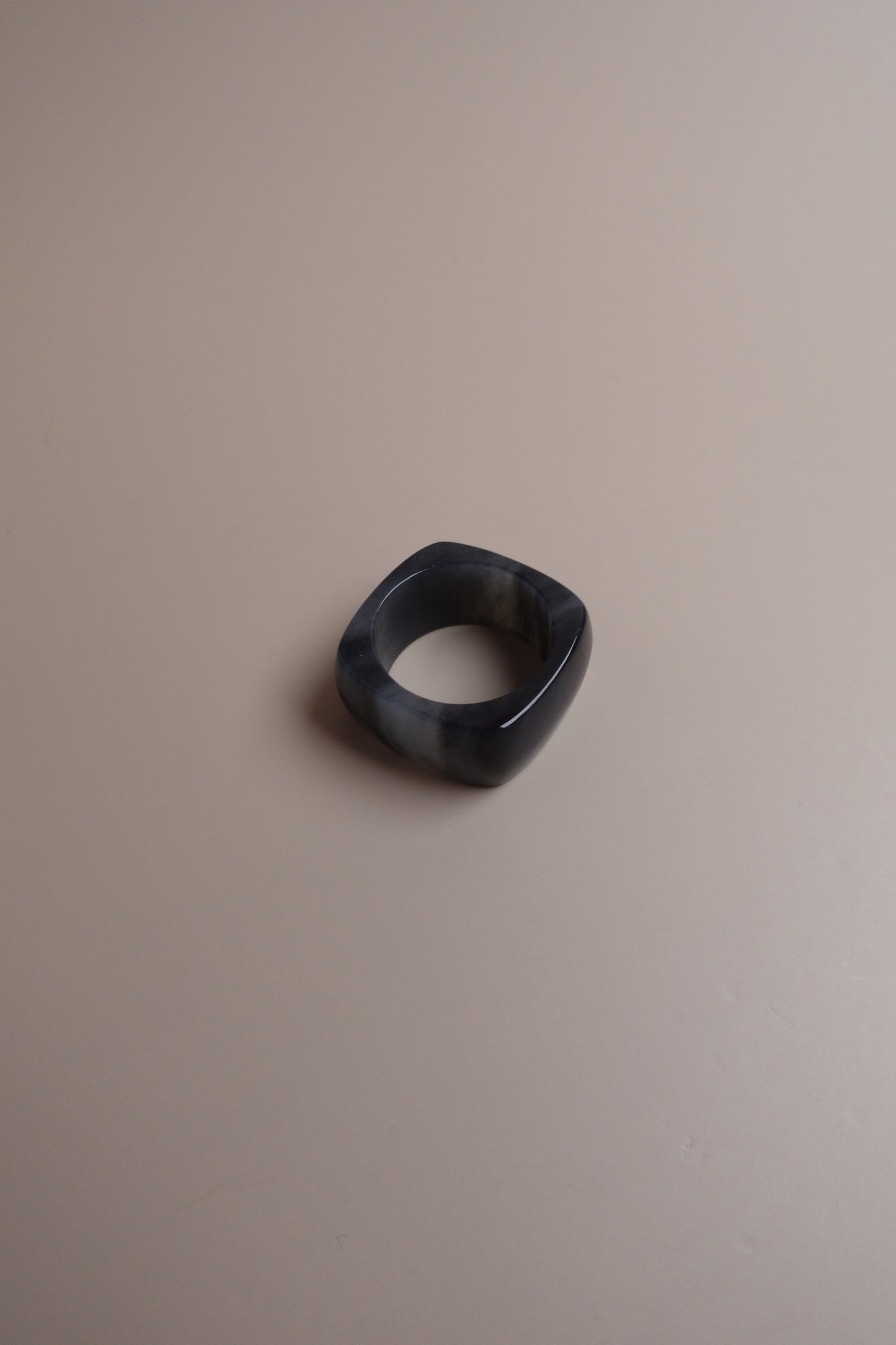 Ink Form Ring – Qinghua Nephrite (Hetian Jade)