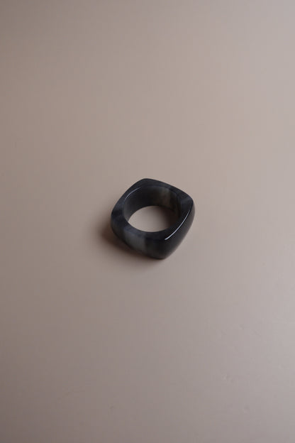 Ink Form Ring – Qinghua Nephrite (Hetian Jade)