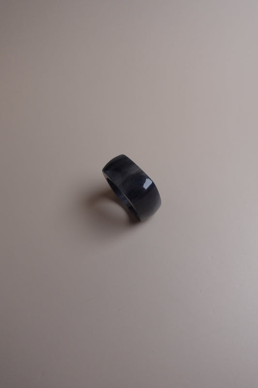 Ink Form Ring – Qinghua Nephrite (Hetian Jade)