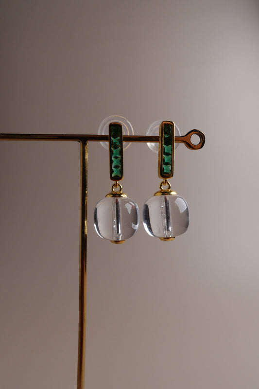 Verdant Light Earrings – Clear Quartz (White Crystal)